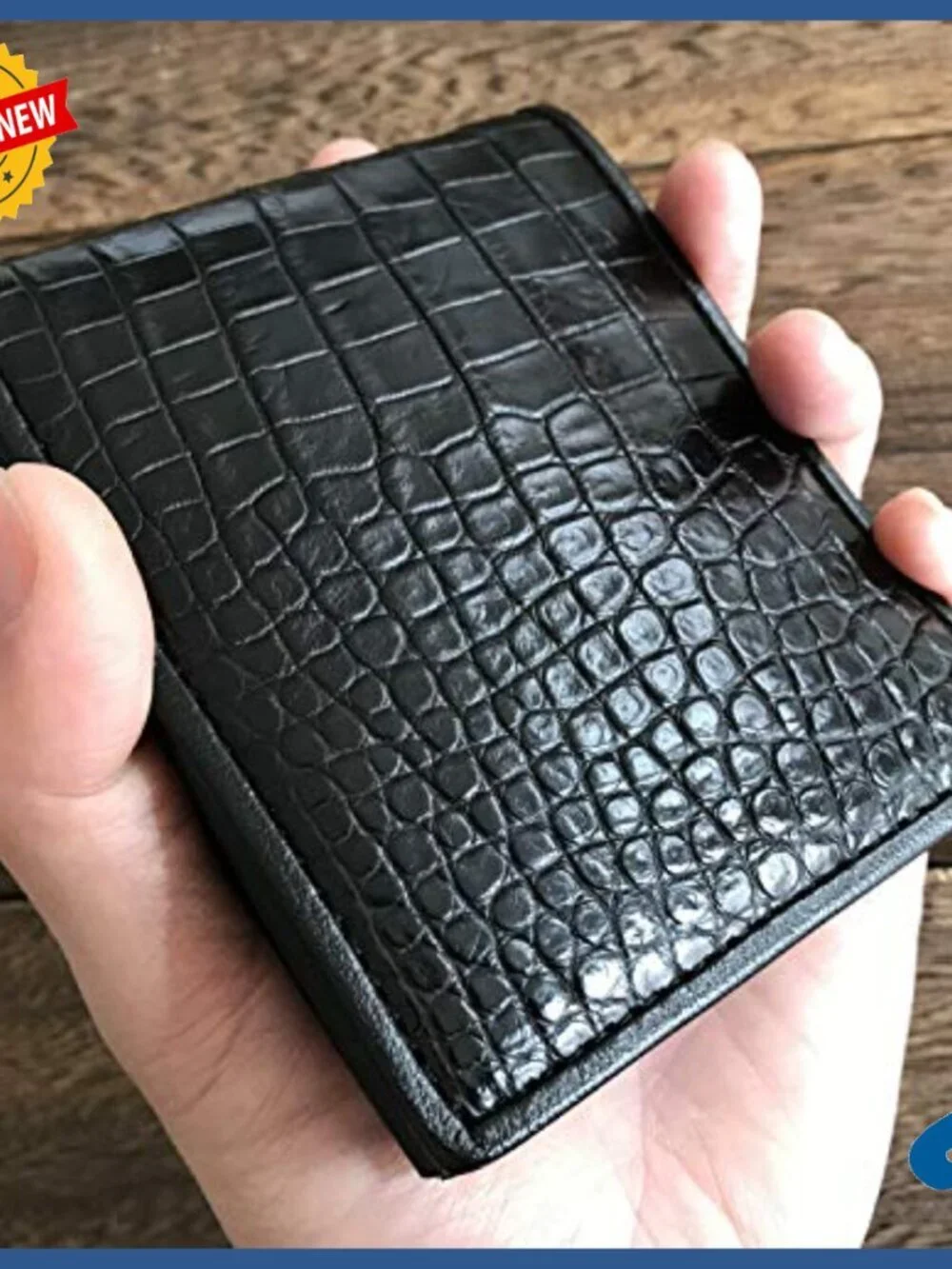 Men's Genuine Crocodile Skin Bifold Wallet with 8 Card Slots